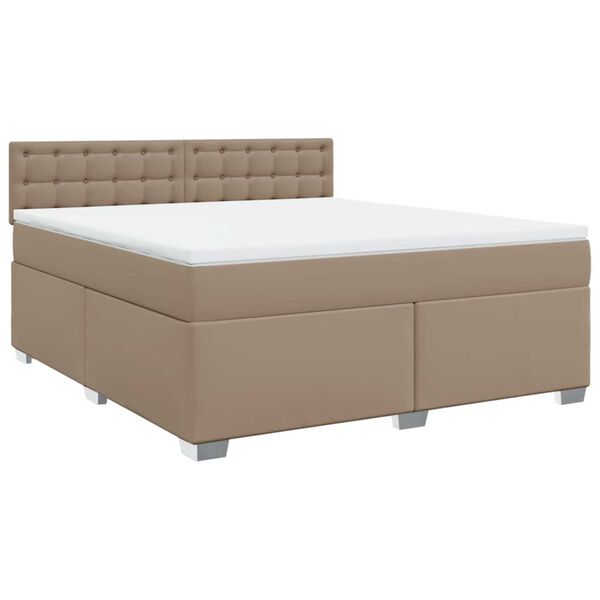 vidaXL Krevet box spring s madracem cappuccino 180x200 cm umjetna koža