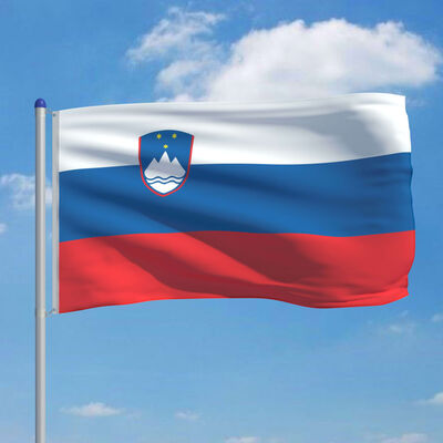 vidaXL Slovenska zastava s aluminijskim stupom 6 m
