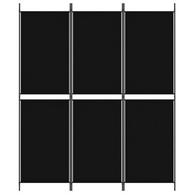 vidaXL Sobna pregrada s 3 panela crna 150 x 180 cm od tkanine