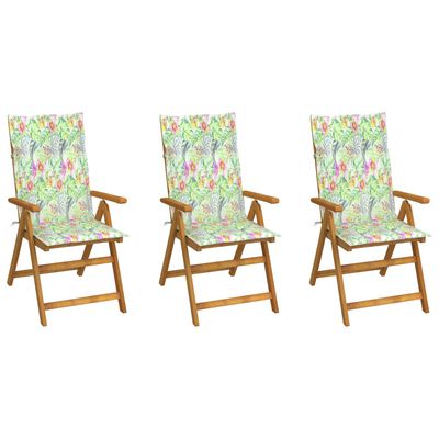 vidaXL Sklopive vrtne stolice s jastucima 3 kom masivno bagremovo drvo