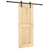 vidaXL Klizna vrata Prirodna i crna 80 x 210 cm Čvrsta borovina