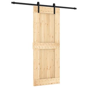 vidaXL Klizna vrata Prirodna i crna 80 x 210 cm Čvrsta borovina