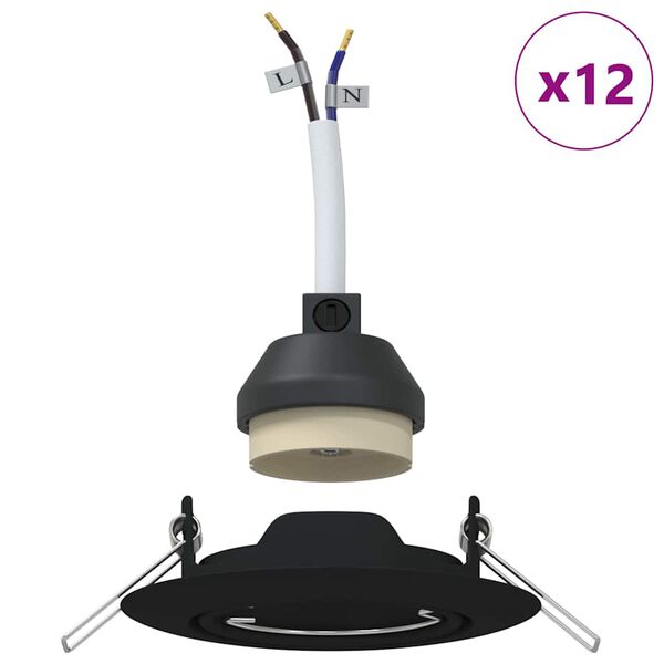 vidaXL Reflektor 12 pcs Crna 9 x 9 x 2.5 cm Metal