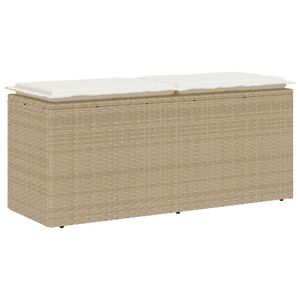 vidaXL Vrtna klupa s jastukom bež 110x40x44 cm poliratan