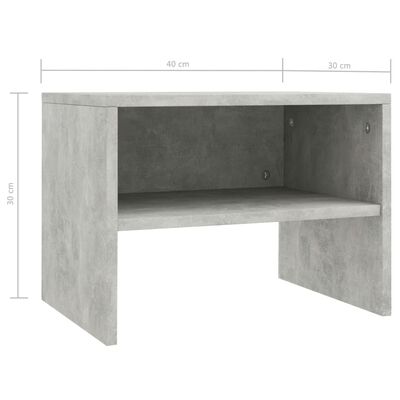 vidaXL Noćni ormarić od iverice siva boja betona 40 x 30 x 30 cm