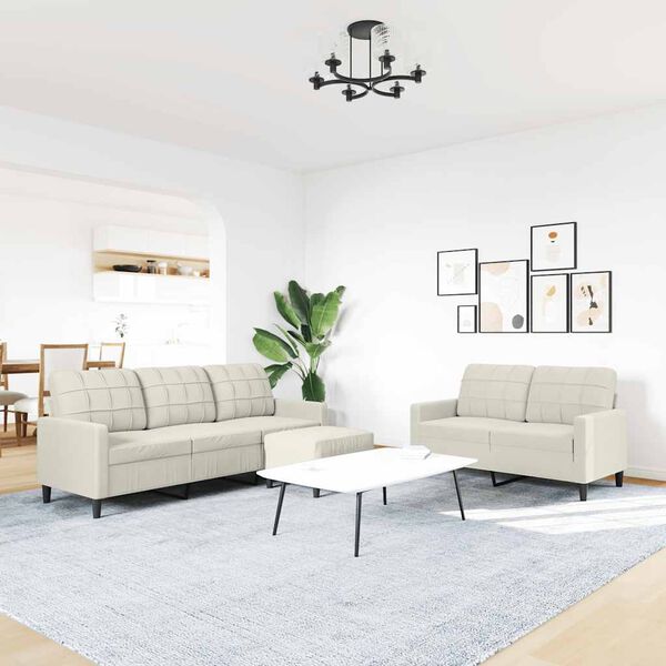 vidaXL 3-dijelni set sofa s jastucima krem baršunasti