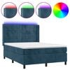 vidaXL Krevet box spring s madracem LED tamnoplavi 140x190 cm bar&scaron;un