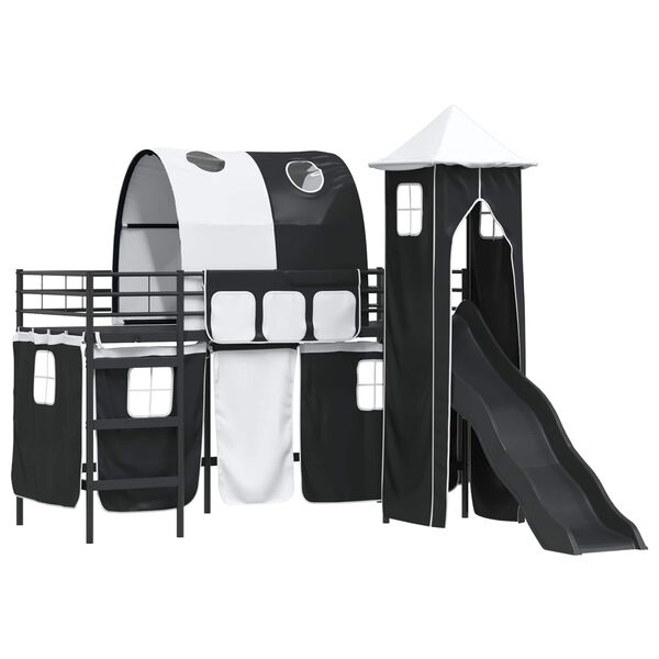 vidaXL Okvir Krevet za Dječji Loft Crna 100 x 190 cm Metal