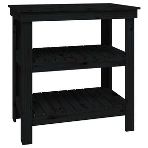 vidaXL Radni stol s policom Crna 78,5 x 50 x 80 cm Masivna borovina