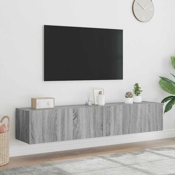 vidaXL Zidni TV ormarići LED 2 kom siva boja hrasta 80x35x31 cm