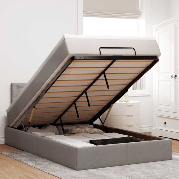 vidaXL Otomanski okvir kreveta s madraca smeđesivi 120x190 cm tkanine