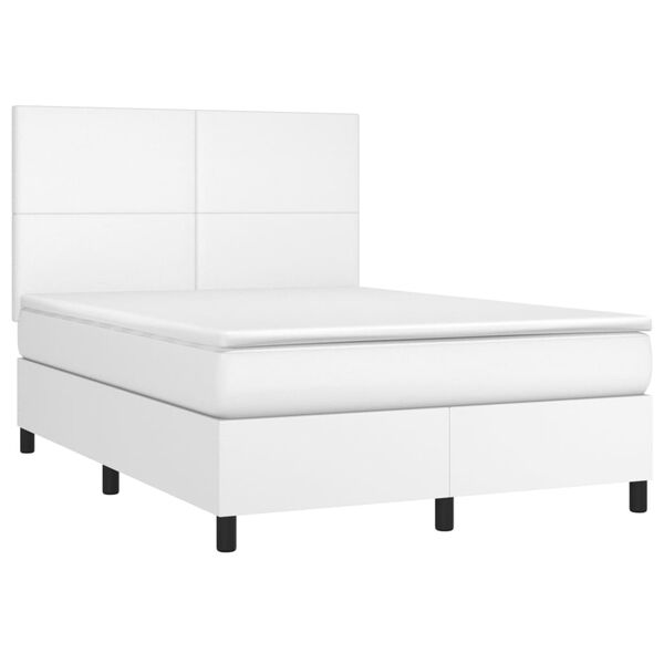vidaXL Krevet box spring s madracem LED bijeli 140x200 cm umjetna koža