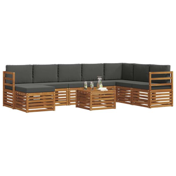 vidaXL Setovi sofa 9 pcs Prirodna i antracit Čvrsto drvo akacije