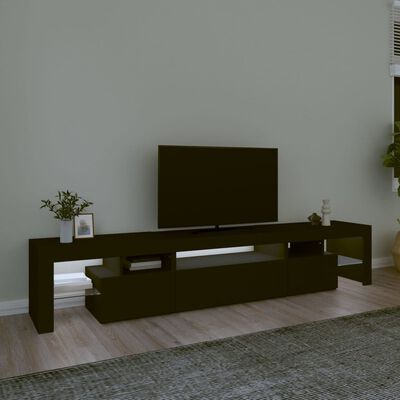 vidaXL TV ormarić s LED svjetlima crni 215x36,5x40 cm