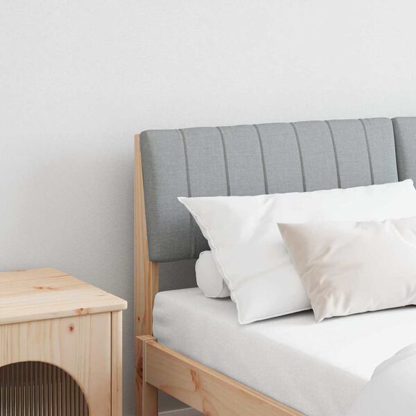 vidaXL Tapecirani uzglavlje Svijetlo siva 135 cm Čvrsto borovo drvo