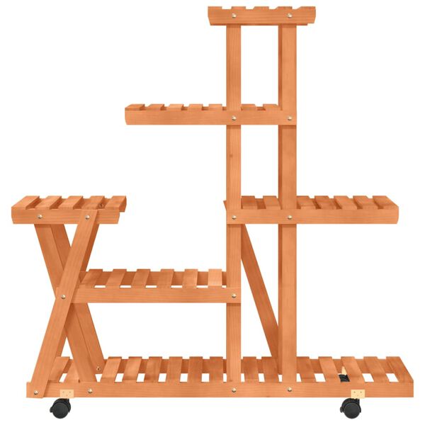 vidaXL Stalak za cvijeće s kotačima 95x25x101 cm od masivne jelovine