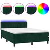 vidaXL Krevet box spring s madracem LED tamnozeleni 140x190 cm bar&scaron;un
