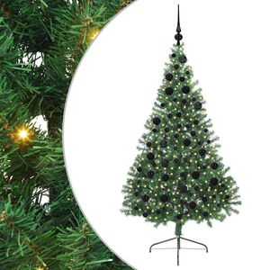 vidaXL Umjetno predsvijetljeno božićno drvce Zelena 180 cm PVC