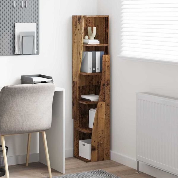 vidaXL Kutni ormarić Staro drvo 27,5x27x140cm Konstruirano drvo