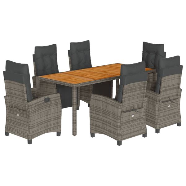 vidaXL 7-dijelni vrtni blagovaonski set sivi od poliratana