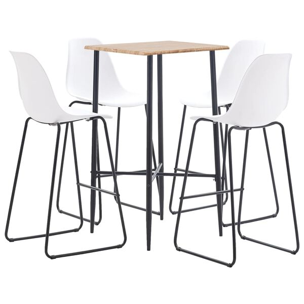 vidaXL 5-dijelni barski set plastični bijeli