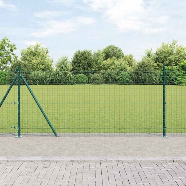 vidaXL Stup za ogradu Zelena 50 x 0,8 m (25 x 25 mm mreža) Čelik i PVC