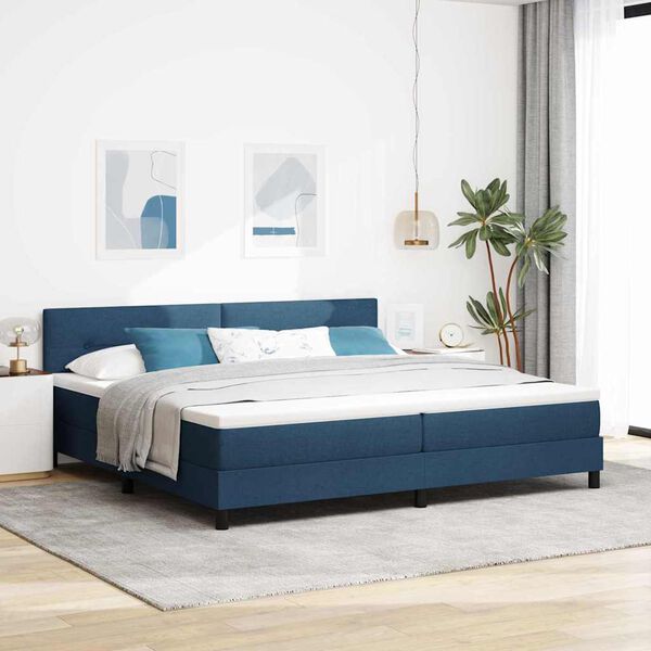 vidaXL Boxspring krevet s madracem Plava 200 x 200 cm tkanina