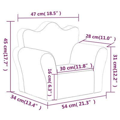 vidaXL Dječja sofa ružičasta od mekanog pliša