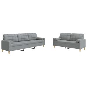 vidaXL 2-dijelni set sofa s jastucima svjetlosivi od tkanine