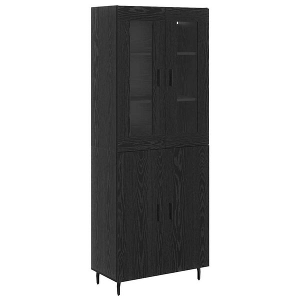 vidaXL Highboard 2 pcs Crni hrast Inženjerska drva i staklo