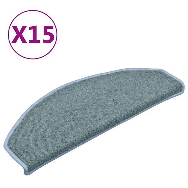 vidaXL Prostirke za stepenice 15 kom 65x24x4 cm morsko plave poluokrugle velike