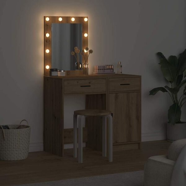 vidaXL Toaletni stol 2 pcs Smeđa 50 x 41 x 135 cm Konstruirano drvo