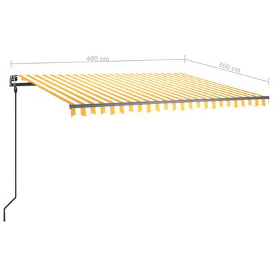 vidaXL Tenda na ručno uvlačenje s LED svjetlima 4 x 3 m žuto-bijela
