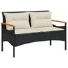 vidaXL Vrtna klupa s jastucima 116 x 62,5 x 74 cm crna od poliratana