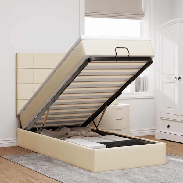 vidaXL Otomanski okvir kreveta s madraca krem 80x200cm od tkanine