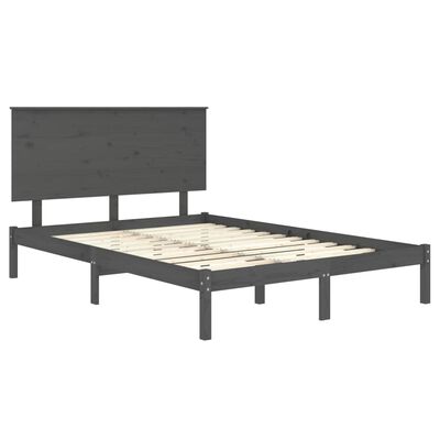 vidaXL Okvir za krevet od masivne borovine sivi 120 x 200 cm