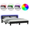 vidaXL Okvir za krevet s uzglavljem i LED crni 180x200 cm