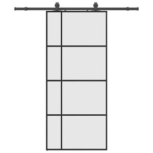vidaXL Klizna vrata s priborom crna 90 x 205 cm od ESG stakla