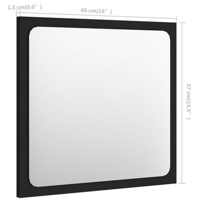vidaXL Kupaonsko ogledalo crno 40 x 1,5 x 37 cm konstruirano drvo