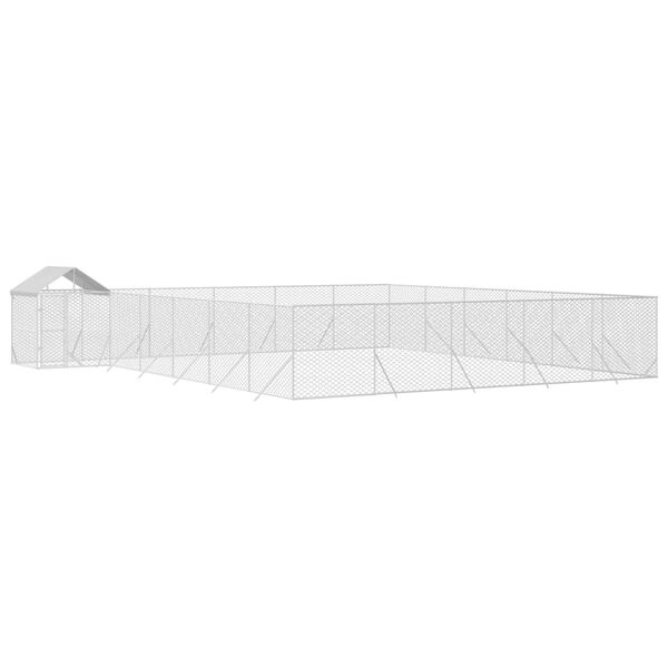 vidaXL Vanjski kavez za pse s krovom srebrni 12 x 12 x 2,5 m čelični