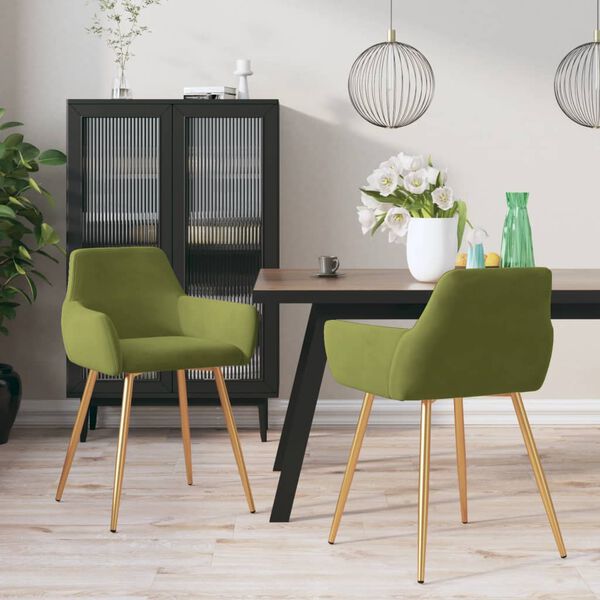 vidaXL Blagovaonske stolice 2 kom svjetlozelene bar&scaron;unaste