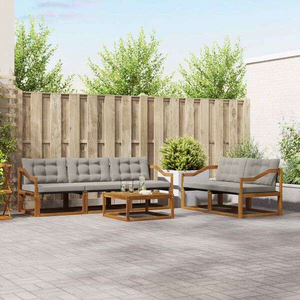 vidaXL Set vanjskih sofa s jastukom 6 pcs Prirodna i svijetlo siva