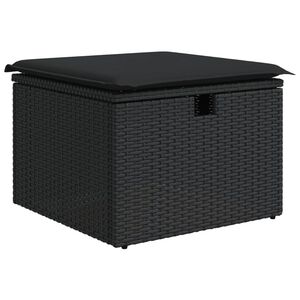 vidaXL Vrtni tabure s jastukom crni 55 x 55 x 37 cm od poliratana