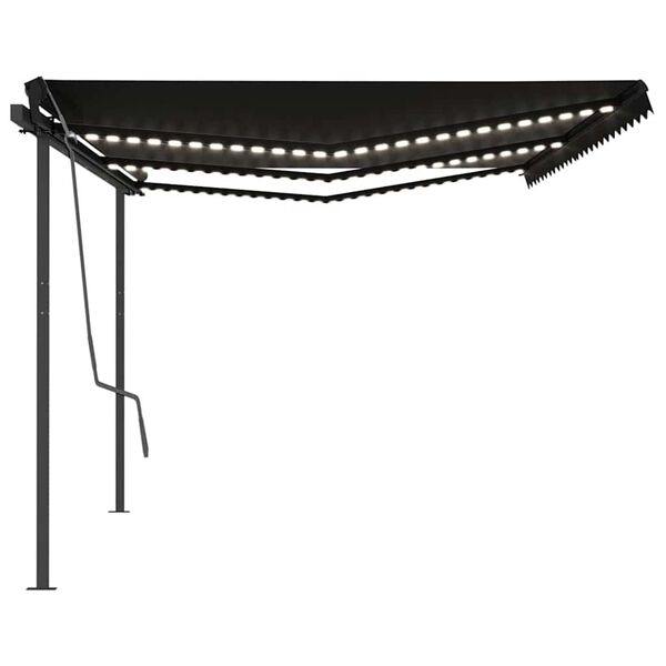 vidaXL Automatska tenda sa senzorom za vjetar LED 6 x 3 m antracit