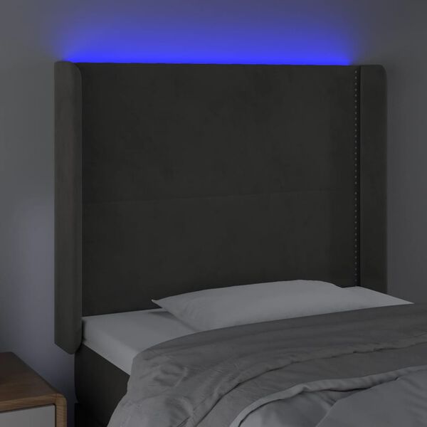 vidaXL LED uzglavlje svjetlosivo 103 x 16 x 118/128 cm bar&scaron;unasto