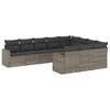 vidaXL 10-dijelni set vrtnih sofa od poliratana s jastucima sivi