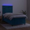 vidaXL Krevet box spring s madracem LED tamnoplavi 90x190 cm bar&scaron;un