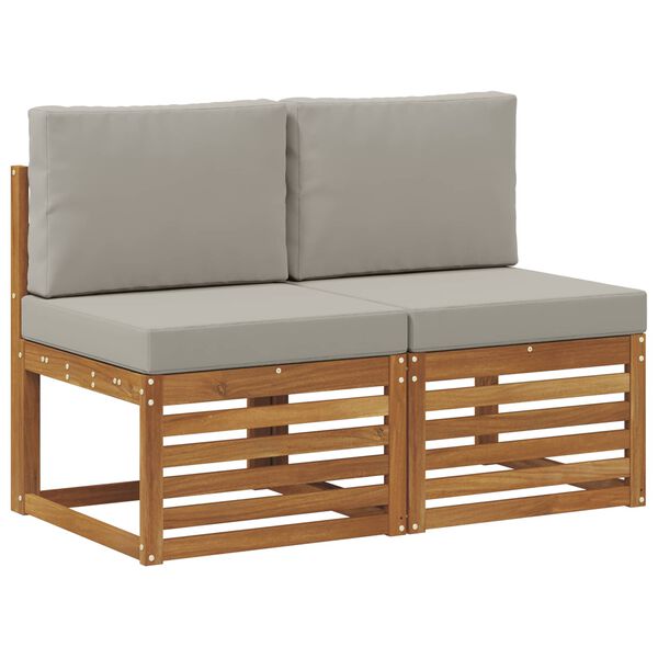 vidaXL 2 Komad Srednja sofa za van Čvrsto drvo akacije Prirodna