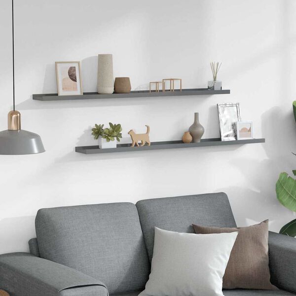 vidaXL Zidne police 2 kom sive 100 x 9 x 3 cm