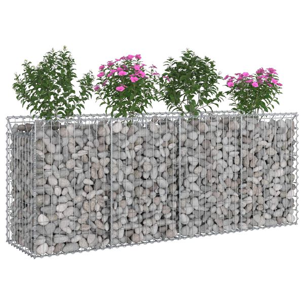 vidaXL Gabionski uzdignuti krevet 2 pcs Srebrno 200 x 50 x 80 cm